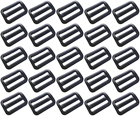 D DRNEEKO 20 парчиња 1-1/4 инчи црна пластика три-сјајни лизгачи на копчето Прилагодливо веб-лиглиди за лизгање на лизгачот за ранец на ременот и торбите