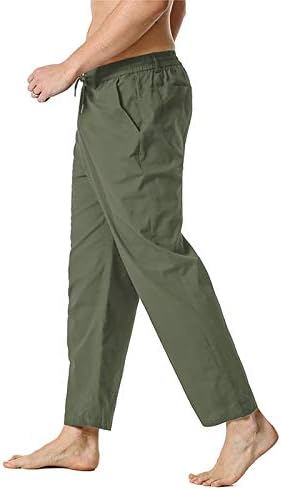 Куќа 6 лесни панталони памук- обични панталони од половината лабава еластични машки домашни панталони спортски панталони за мажи