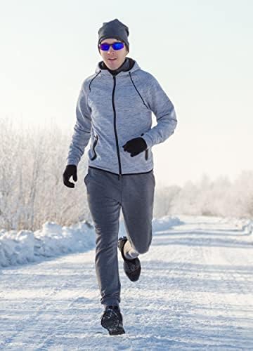 Вилит машко руно наредени џогери отпорни на вода со џебови со џебови топли панталони термички зимски трчање атлетски