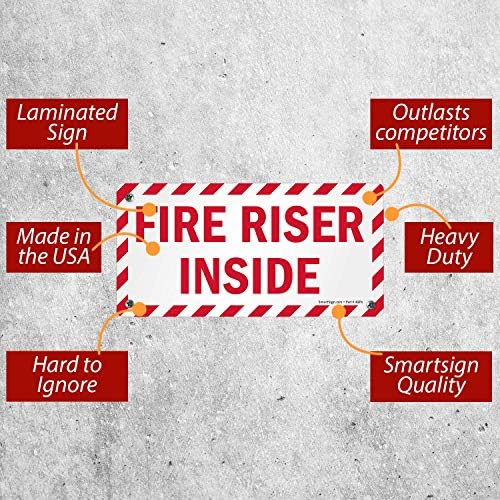 SmartSign-LB-1530-RE Fire Riser Inside Label | Рефлексија на 5 x 10 3м инженер, црвена на бело