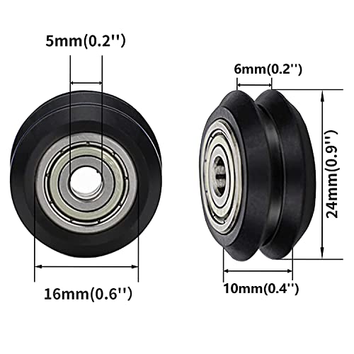 PNZXI 12PCS V-SLOT GROOVE POM PAM PLASTLE LINEAR LINEAR LEAGER ROLLER SLERLEY Компатибилен со 3Д печатач за крцкање Ендер 3,