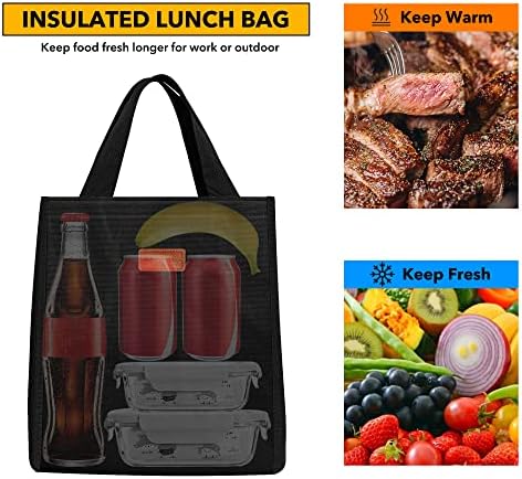 Торба за ручек жени мажи црна изолирана кутија за ручек за време на ручек за ручек за ручек