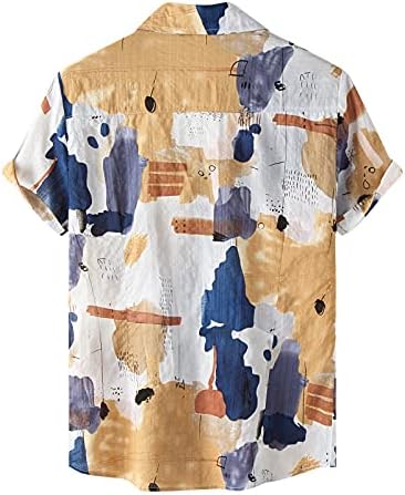 Јангкиги мажи кошули обични преголеми маици за мажи за одмор кошули за мажи со цветно печатење на јака од јака надолу надолу