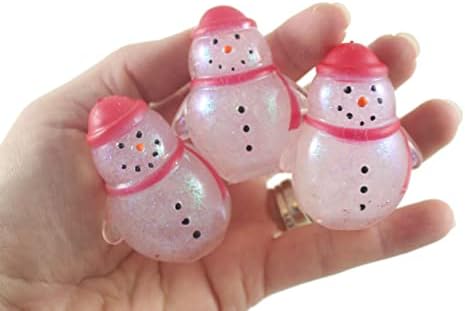 Сет од 3 помали сјајни снежни луѓе фиџет Скај стрес топка - Зимски Божиќ - Ултра спуст релаксирачки сензорни играчки за стрес на