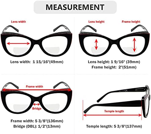 Очила со 4-пакувања со бифокални очила за читање, дизајн на мачки очи, би-фокални читатели на жени