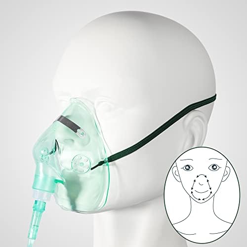 Стандардна маска за кислород со 6,6 'цевки и прилагодлива еластична лента - 2 пакувања - големина L