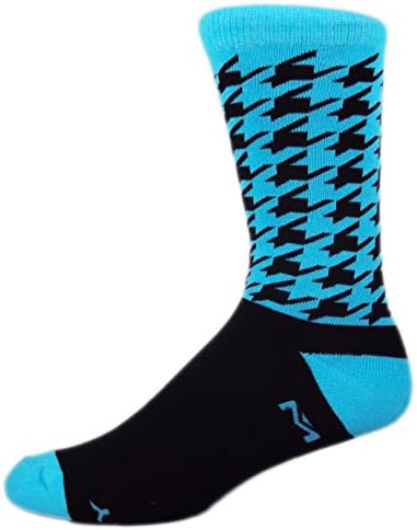 Мокси чорапи црно со Cyan Houndstooth Premium Crew чорапи