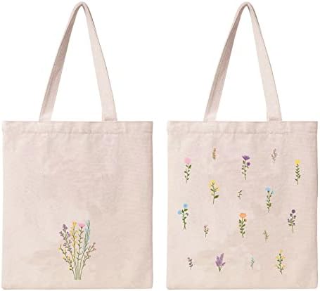 Казова естетска маргаритка памучна платно тота торба цветни букети торбички торбички еднократно платно за шопинг диви цвеќиња