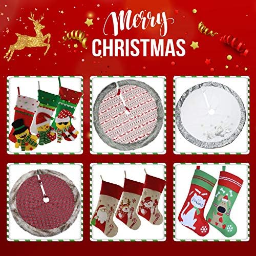 Wewill Classic Бели сребрени Божиќни чорапи сет од 2 Дедо Мраз, снежен човек Божиќ Карактер Камино виси чорапи 17 инчи за семејство