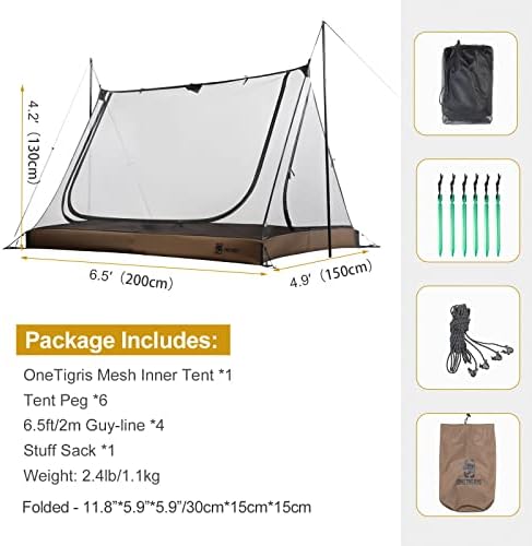 OneTigris 2 лице шатор на екранот, 3 отвори засолниште на екранот со водоотпорен када за када за кампување со лесен ранец со пешачење низ патио