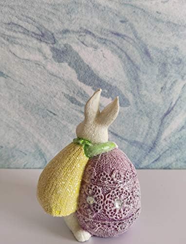 Велигденски фигурински фигура за зајакнување на велигденската зајак е одлично за украси за велигденска забава, 5,12 инчи, жолта