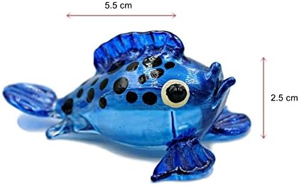 Стакло риба од риба, црна точка, полковник сина, минијатурна рака разнесена стаклена морска риба фигура животни статуа колекционерски