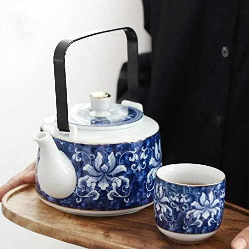 TWDYC 7PCS Рачно изработена порцеланска глазура боја кунг фу чај сет Зен чај здравство затегнување голем капацитет чајник чајник сад и чаши за