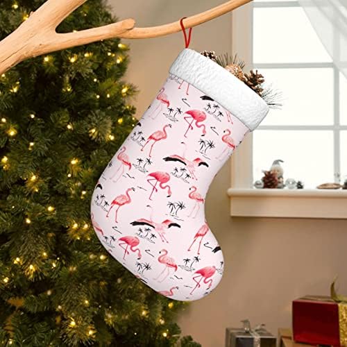 Xinqixaa летни тропски фламинго Божиќни чорапи 18 инчи големи Божиќни порибни кадифони манжетни Божиќни камиони виси чорапи Сезонски