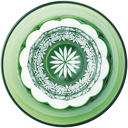 東洋 佐々 ガラス ガラス Toyo Sasaki стакло јапонско растворско стакло, yachiyo kiriko chrysanthemum, зелена, приближно. 2,8 fl oz