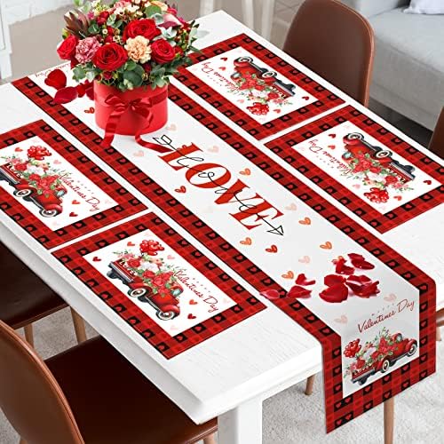5 пакувања сетови за декорација на в Valentубените сетови на в Valentубените табели за табели и пласмати биволи карирани карирани розови