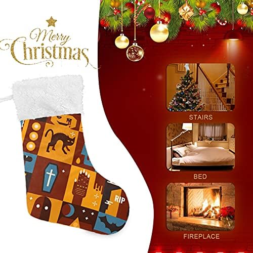 Ноќта на вештерките мачка вештерка тиква божиќни чорапи големи Божиќни чорапи за камин елка скалила шини што висат чорапи чорапи