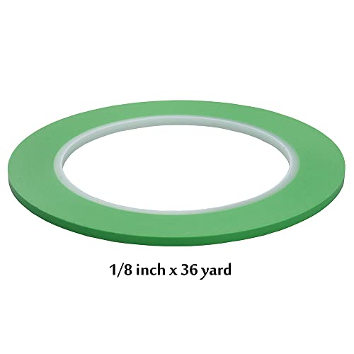 Jinbing High Temp Vinyl Fine Line Fineline Masking Tape Automotive Paint за криви зелена 1/16 инчи 1/8 инчи 6роли