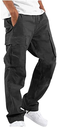 Панталони за пешачење LCEPCY за мажи опуштени вклопени плус големина мулти-џеб надворешни панталони со лесен риболов патни сафари