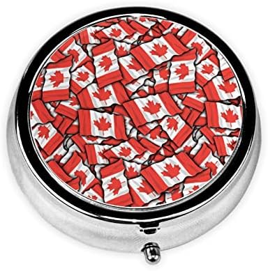 Канадска кутија за пилули, тркалезна кутија со пилули, метална кутија со пилули со три оддели, лесен за носење