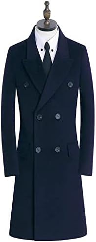 Uktzfbctw мажи 70% волна јакни Топло двојно копче ровов палто Тенок волчен густ деловен бизнис мека анти-брчки надворешна облека