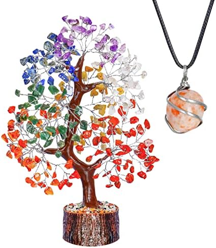 Седум Чакра дрво, кристално дрво за позитивна енергија, додатоци за медитација, ѓердан, кристал на сонце, духовен ѓердан духовен, камен приврзок,