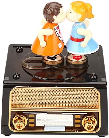 Музичка кутија Sutinna Retro Rado Radio Music Box Прекрасна кутија за складирање на кукли со ABS+музичко движење за свадба и Денот на вineубените