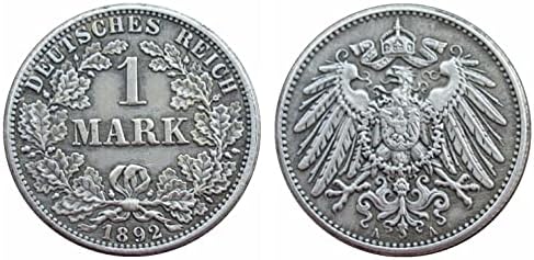Германски 1 Марк 1892 Адефѓ Странска Реплика Сребрена Комеморативна Монета