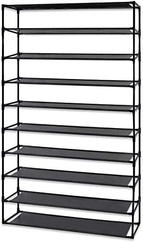 Bilek Expondable Shoe Rack Simple Settersmay 10 нивоа решетки за чевли одвоени неткаени водоотпорни ткаенини Организатор за чевли за