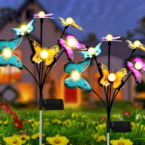 Соларни Градинарски Светла-Пеперутки Соларни Светла За Нишање, Нови Надградени Градинарски Соларни Светулки За Светулки, Водоотпорни Активни