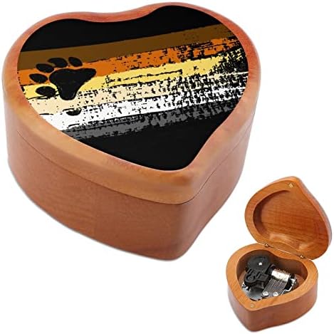 Мечка Братство на гордоста, дрвена музичка кутија, облик на срце, ветровито музичко кутија гроздобер дрвена часовничка музичка кутија подароци