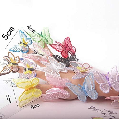 4 парчиња 3Д чипка ткаенина за шиење на пеперутка декор закрпи, лесно се прицврстува на вашата облека, коса, торба за DIY, прилагодете го