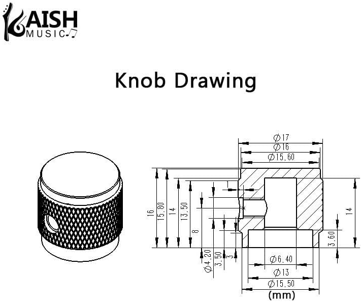 Kaish 2-Pack 43/64 Дијамум. Алуминиум Потенциометар Копчиња 1/4 Универзални метални копчиња за контрола на тенџере за гитара/бас/засилувач