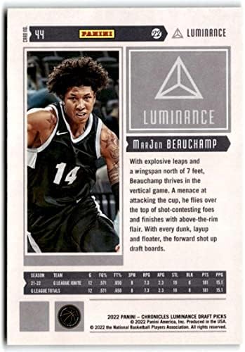 2022-23 Panini Chronicles Draft Picks Luminance 44 Marjon Beauchamp NBA G League RC RC Drobie Basketball Trading Card