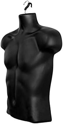 Displaytown Black Mah + Black Femaleенски манекен инјектирање форми половина заоблена форма на половината на телото на телото на телото со само висечка кука, големини на S-M, големи?