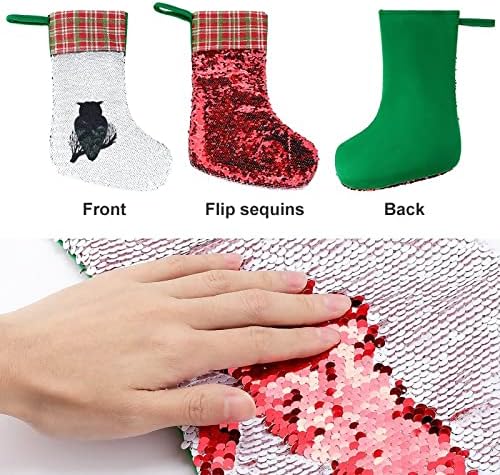 Owl Scape Sequin Christmas Stocking Shine Walling Wanking Onnaments Декорација за забава за одмор на Божиќ