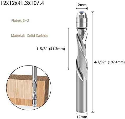 Битови на рутерот Eesll 1pc 1/2 /12mm End MillsCommopound Trimming Cutterintegrated Carbide Woodworking Cutter со секач за резба на лажички