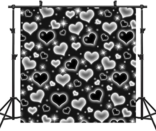 Ticuenicoa 8 × 8ft срце рано 2000 -тите фотографија позадина среќна позадина на Денот на вineубените, црно срце роденденски невестински