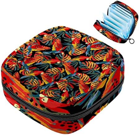 Тропски цвеќиња и птици санитарна торба за складирање на салфетки, менструална подлога за торбички за гаќички, организатор на женски