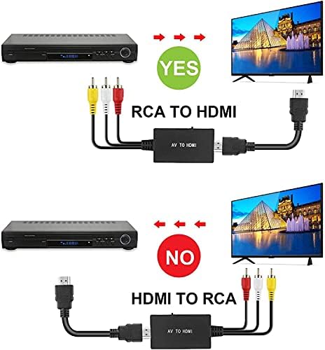 TaiHuai RCA ДО HDMI Конвертор, AV До HDMI Адаптер Композитни CVBS На HDMI Видео Аудио Конвертор Компатибилен За Xbox, N64, PS3, ТВ,