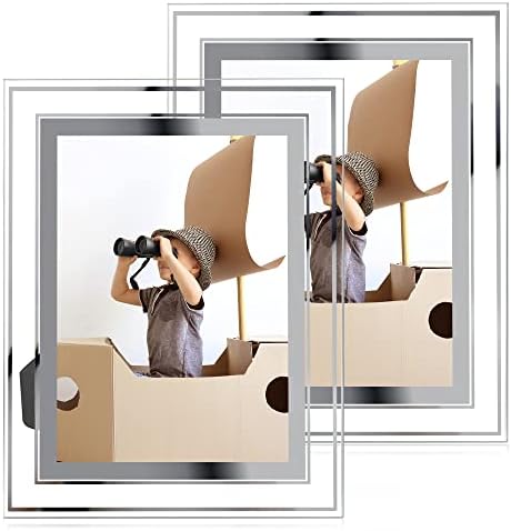 Floese 5x7 сет на рамки за слики од 2, стаклени фото рамки 5 x 7 инчи за приказ на таблети, рамки за слики за подароци хоризонтално или