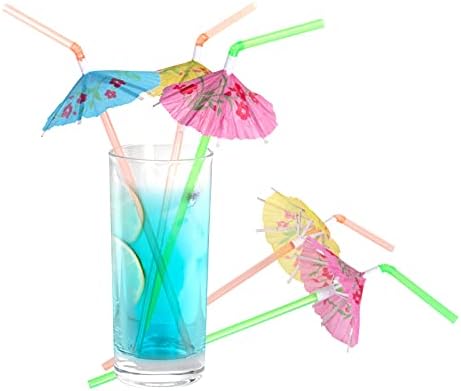 100 парчиња Чадор За Еднократна Употреба Свиткани Сламки За Пиење За Забава На Плажа Луау Хаваи Флексибилни Сламки Со Слатки