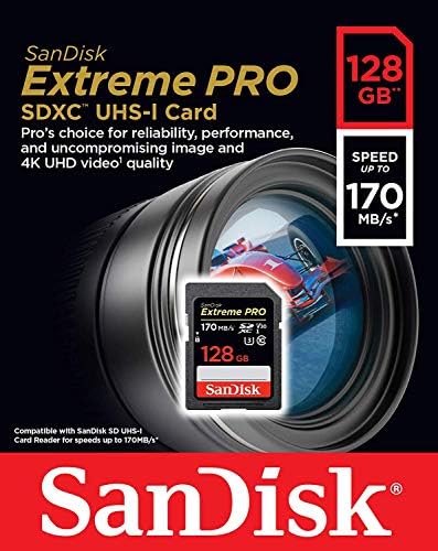 Sandisk Extreme Pro 128gb Sdxc Картичка За Sony Alpha Камера Работи со a6100, a6600, a9 II, a7S Iii Класа 10 Пакет Со Сѐ Освен Sd Читач На Мемориски