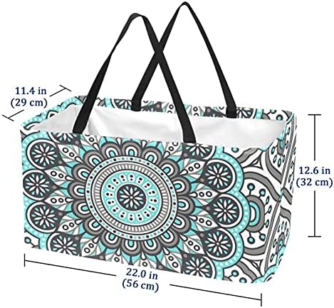 Кошница за еднократно шопинг Бохемија Цветна геометрија шема за преносни преклопни пикник намирници кеси за перење алишта за перење торба за купување