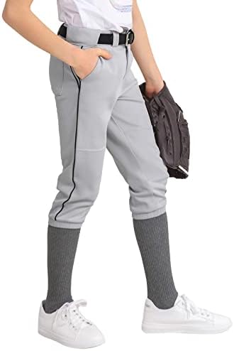 Панталони со мекобол за девојчиња Jackек Смит со џебови младински бејзбол панталони со брзи панталони со појас