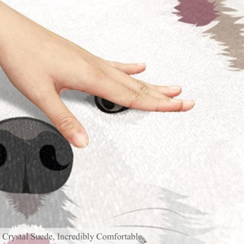 Llnsupply Детска килим 5 ft Големи килими со тркалезна област за девојчиња момчиња бебе - Самоизмено куче Бади, дома декор преклопено дете