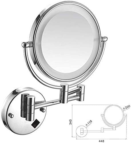 Новоцес бања за бричење на огледалото за бричење на огледало од 8 инчи USB -огледало за шминка со LED светла и 1x/3x зголемување
