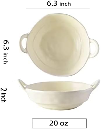 Керамички сад за керамичка супа XINLTC со рачки, 20 мл индивидуални чинии за салата, неправилна форма порцелански садови за сервирање житни садови за житни раменски са?