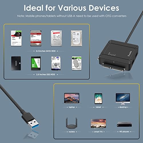 Wavlink SATA ДО USB 3.0 Хард Диск Читач Двоен Залив за 2.5 3.5-Инчен HDD SSD, Пренослив Надворешен Адаптер За Хард Диск СО 12v/2a Адаптер За