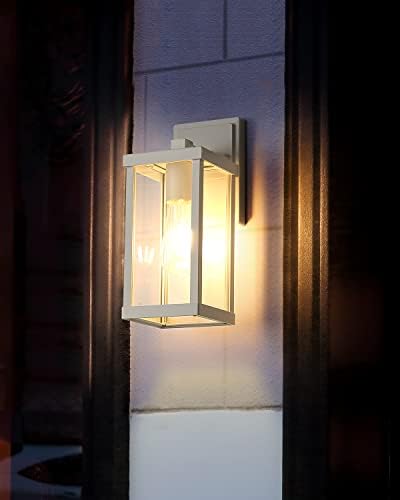 Надворешен Ѕид На еидонта, 2 Надворешни Светилки За Светилки Со Бел Ѕид Со Чиста Стаклена Сенка, Водоотпорна Светлина За Монтирање На Ѕид,